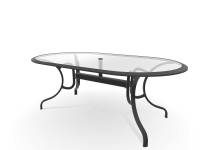 Dining Height Glass Table: W: 75” D: 43” H: 28”