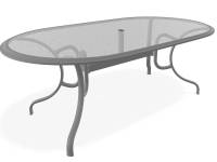Dining Height Glass Table: W: 75” D: 43” H: 28”